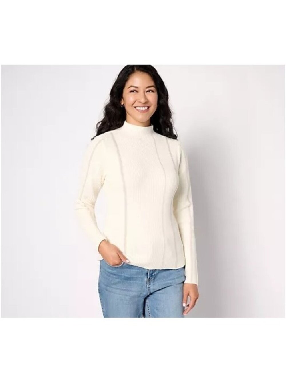 Studio Park x Kerstin Lindquist Sweater Size Small Metallic Stripe Vanilla Cozy